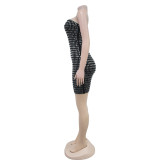Solid Color Hot Drill Wrap Mini Dress BY-7079