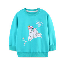 Kids Girl Fashion Animal Print Knitted Cotton Sweatshirt GASD-8274
