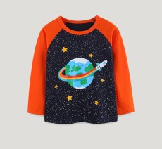 Kids Boys Fashion Planet Print Long Sleeve T-Shirt GASD-5395