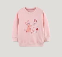Kids Girls Rabbit Embroidered O Neck Sweatshirt GASD-8234