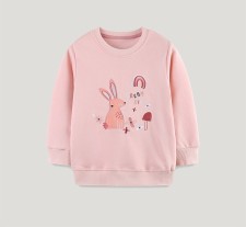 Kids Girls Rabbit Embroidered O Neck Sweatshirt GASD-8234