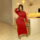 Long Sleeve Solid Color Slim Maxi Dress GFDY-1311