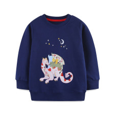 Kids Girls Dinosaur Embroidered Long Sleeve Sweatshirt GASD-8241