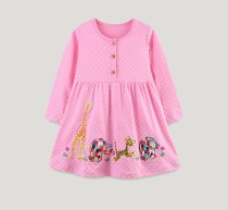 Kids Girls Embroidered Polka Dot Dress GASD-1555