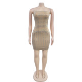 Solid Color Hot Drill Wrap Mini Dress BY-7079