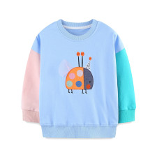 Kids Girls Color Block Embroidery Pullover GASD-8266