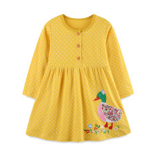 Kids Girls Long Sleeve Print Casual Dress GASD-1556