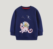 Kids Girls Dinosaur Embroidered Long Sleeve Sweatshirt GASD-8241