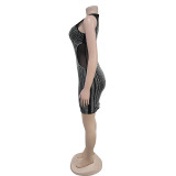 Sleeveless Slim Hot Drill Midi Dress BY-7071