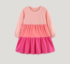 Kids Girl's Color Block Casual Princess Dress GASD-1563