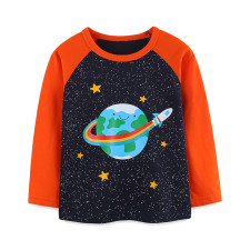Kids Boys Fashion Planet Print Long Sleeve T-Shirt GASD-5395