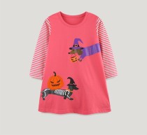 Halloween Kids Clashing Color Long Sleeve Dress GASD-1548