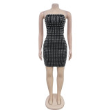 Solid Color Hot Drill Wrap Mini Dress BY-7079