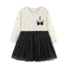 Kids Girls Mesh Round Neck Casual Dress GASD-1561