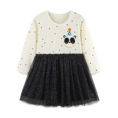 Kids Girls Mesh Round Neck Casual Dress GASD-1561