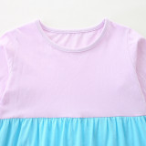 Kids Girls Long Sleeve Color Block Dress GASD-1566