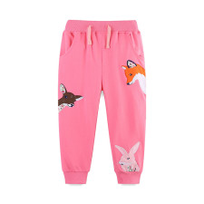 Kids Girls Animal Patch Embroidered Sweatpants GASD-3128
