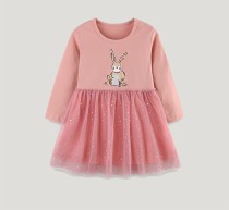 Kids Girls Long Sleeve Mesh Embroidered Princess Dress GASD-1567