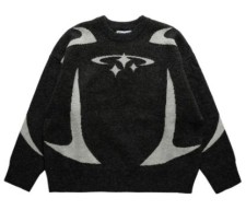 Long Sleeve Loose Knits Print Sweater GBLH-9878#