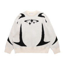 Long Sleeve Loose Knits Print Sweater GBLH-9878#