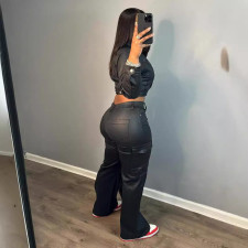 Suit Leather Coat Sport Pants 2 Piece Set LSD-2257