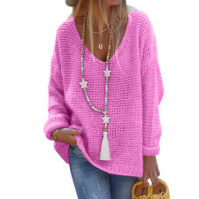 V-Neck Long Sleeve Knit Sweater GBLH-156#