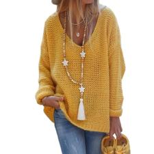 V-Neck Long Sleeve Knit Sweater GBLH-156#