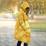 Plus Size Hooded Single Breasted Knit Long Sleeve Coat GBLH-3355#