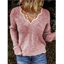 Plus Size V Neck Knits Long Sleeve Sweater GBLH-1910#