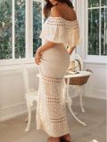 Fashion Knits Hollow Out Tie Shawl Long Dress GBLH-131575#