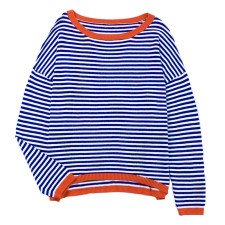 Stripe Contrast Color Drop Shoulder Long Sleeve Sweater GBLH-9020#