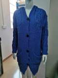 Plus Size Hooded Single Breasted Knit Long Sleeve Coat GBLH-3355#