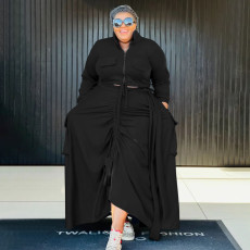 Plus Size Solid Splicing Tie Up Drawstring Pants Suit  NNWF-8044