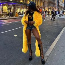 Thickened Faux Fur Long Coat Jacket YNSF-2658
