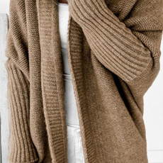 Hooded Collar Knit Bat Sleeve Loose Sweater GBLH-2101#