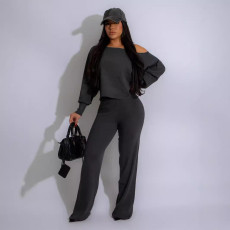Solid Color Thickened Sweatshirt Casual Loose Pants Set SFY-569