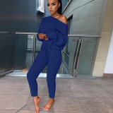 Long Sleeve Solid Color Sweater Two PIece Pants Set GBLH-3119#