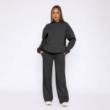 Solid Long Sleeve Hooded Sweatshirt Pants 2 Piece Set SSNF-211467