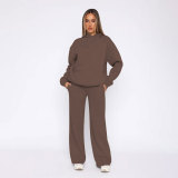 Solid Long Sleeve Hooded Sweatshirt Pants 2 Piece Set SSNF-211467