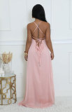 Solid Color Backless Sling Loose Maxi Dress XHXF-433