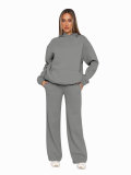 Solid Long Sleeve Hooded Sweatshirt Pants 2 Piece Set SSNF-211467