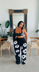 Kapok Print Loose Straight Pant GCNF-0220
