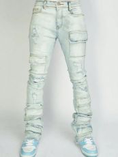 Men's Fashion Holes Denim Zipper Stacked Jeans GDMY-MGD1090