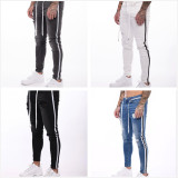 Men's Plus Size Fashion Denim Holes Slim Patchwork Jeans GDMY-1922