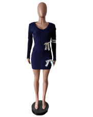 V Neck Knits Long Sleeve Bow Tie Skirts Set MEM-MZ88598