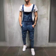 Men's Holes Denim Slim Back Pants Jumpsuit GDMY-828