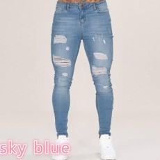 Men's Plus Size Holes High Waist Tight Jeans GDMY-1022