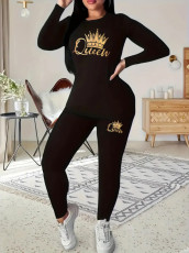 Crown Print Long Sleeve Long Pants 2 Piece Set WSYF-CT00060 