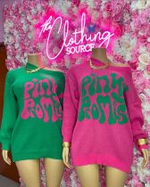 Loose Letter Print Knits Sweater Pullover YUEM-Y200211