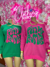 Loose Letter Print Knits Sweater Pullover YUEM-Y200211